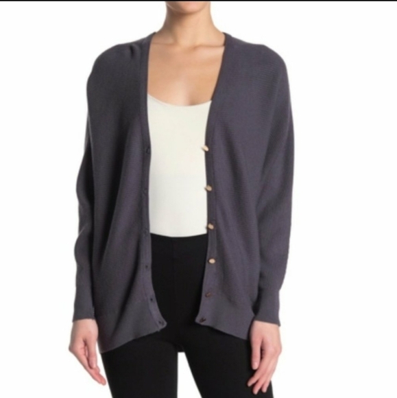 NWT T Tahari Dolman Sleeve Gray Cardigan Sweater - Picture 1 of 5